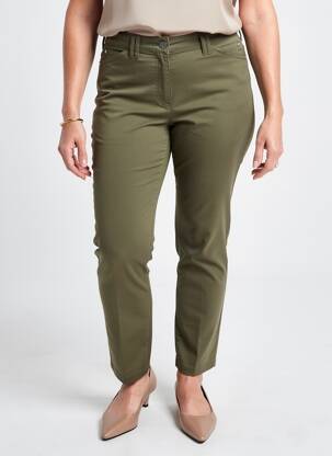 Pantalon slim țesătură poplin mărime normală verde JULIE GUERLANDE femeie