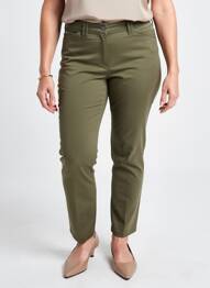 Pantalon slim țesătură poplin mărime normală verde JULIE GUERLANDE femeie