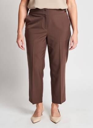 Pantalon 7/8 talie elastică mărime normală maro JULIE GUERLANDE femeie