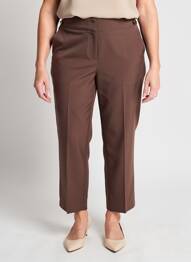 Pantalon 7/8 talie elastică mărime normală maro JULIE GUERLANDE femeie