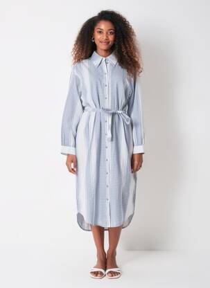 Rochie midi croială fluidă mâneci lungi albastru OBJECT femeie