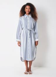 Rochie midi croială fluidă mâneci lungi albastru OBJECT femeie