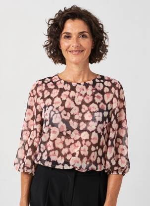 Bluză ușoară și transparentă mâneci 3/4 roz JULIE GUERLANDE femeie