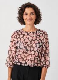 Bluză ușoară și transparentă mâneci 3/4 roz JULIE GUERLANDE femeie