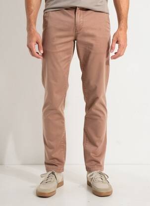 Pantalon chino țesătură poplin mărime normală maro CAMBRIDGE bărbat