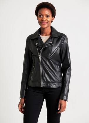 Geacă din piele buzunare negru OAKWOOD femeie