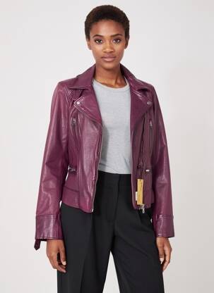 Geacă din piele buzunare violet OAKWOOD femeie