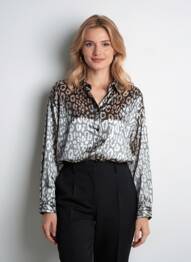 Cămașă croială fluidă mâneci lungi argintiu PLEASE femeie