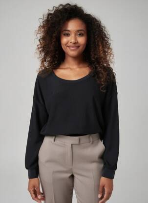 Top elasticitate mâneci lungi negru HBT femeie