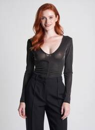 Body elasticitate mâneci lungi negru PLEASE femeie