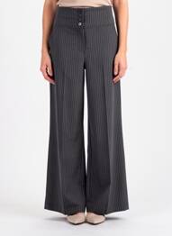 Pantalon larg țesătură poplin mărime normală negru HBT femeie