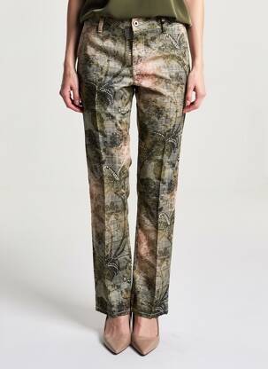 Pantalon drept elasticitate mărime normală verde PLEASE femeie