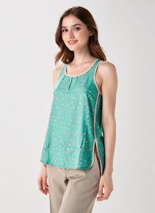 Top țesătură crep fără mâneci verde SEE U SOON femeie