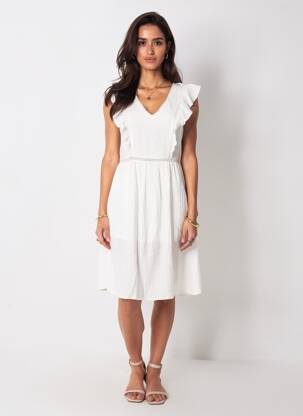 Rochie midi mâneci scurte mâneci scurte alb GARANCE femeie