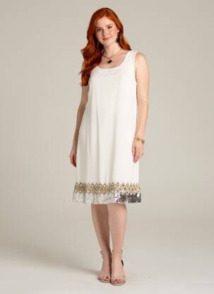 Rochie midi fără mâneci fără mâneci alb VILA femeie