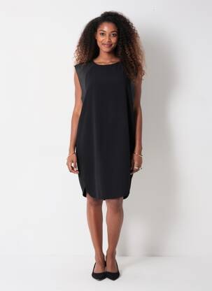 Rochie midi țesătură crep mâneci scurte negru VILA femeie