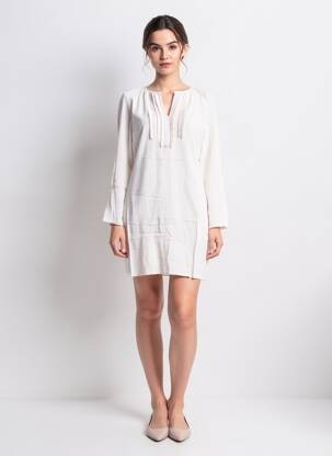 Rochie scurtă mâneci lungi mâneci lungi alb COLOR BLOCK femeie
