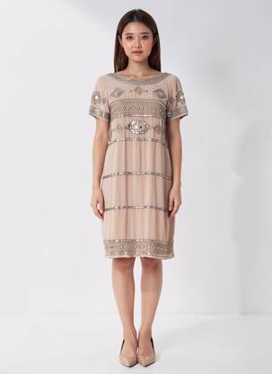 Rochie midi mâneci scurte mâneci scurte maro VILA femeie