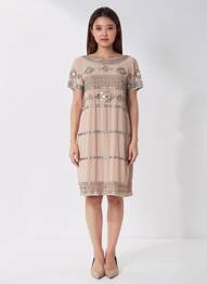 Rochie midi mâneci scurte mâneci scurte maro VILA femeie