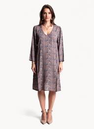 Rochie midi imprimeu fantezie mâneci lungi maro GARANCE femeie