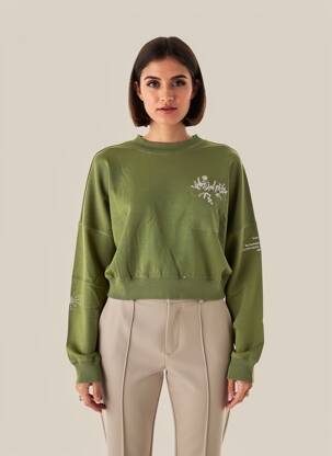 Hanorac broderie mâneci lungi verde ROSE GARDEN femeie
