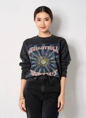 Hanorac elasticitate mâneci lungi negru ROSE GARDEN femeie