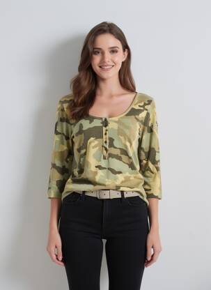 Tricou mâneci 3/4 mâneci 3/4 verde ROSE GARDEN femeie