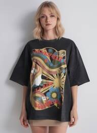 Tricou mâneci trei sferturi mâneci scurte negru ROSE GARDEN femeie