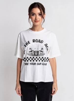 Tricou croială dreaptă mâneci scurte bej ROSE GARDEN femeie