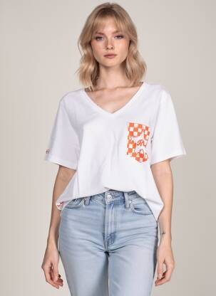 Tricou croială dreaptă mâneci scurte alb ROSE GARDEN femeie