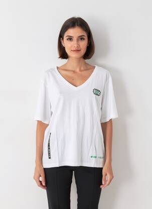 Tricou croială dreaptă mâneci scurte alb ROSE GARDEN femeie