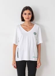 Tricou croială dreaptă mâneci scurte alb ROSE GARDEN femeie