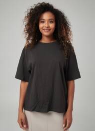 Tricou croială dreaptă mâneci scurte negru ROSE GARDEN femeie