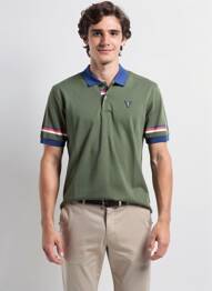 Polo elasticitate mâneci scurte verde CAMBERABERO bărbat