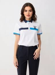 Polo broderie mâneci scurte alb CAMBERABERO femeie