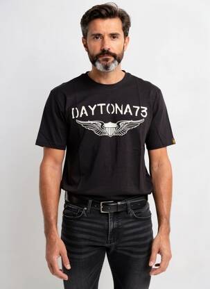 Tricou croială cambrată mâneci scurte negru DAYTONA bărbat