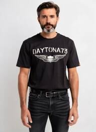 Tricou croială cambrată mâneci scurte negru DAYTONA bărbat