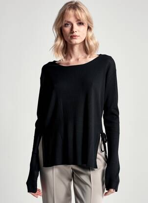 Pulover croială cambrată mâneci lungi negru GRACE & MILA femeie