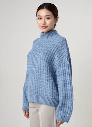 Pulover elasticitate mâneci lungi albastru RUE MAZARINE femeie