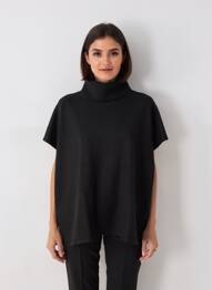 Pulover tunică elasticitate mâneci 3/4 negru B.YOUNG femeie