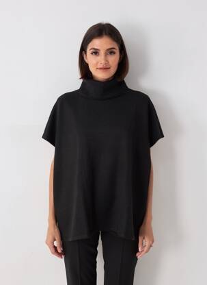 Pulover tunică elasticitate mâneci 3/4 negru B.YOUNG femeie