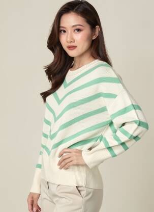 Pulover elasticitate mâneci lungi verde B.YOUNG femeie