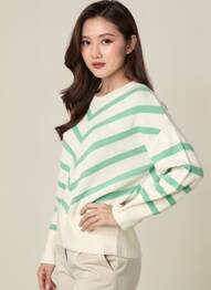 Pulover elasticitate mâneci lungi verde B.YOUNG femeie