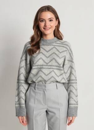 Pulover elasticitate mâneci lungi gri B.YOUNG femeie