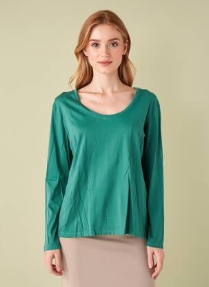 Tricou mâneci lungi mâneci lungi verde HAPPY femeie