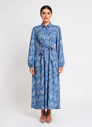 Rochie lungă mâneci lungi mâneci lungi albastru RUE MAZARINE femeie