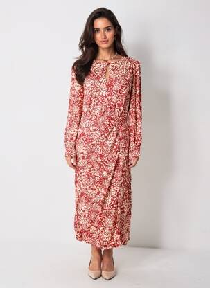 Rochie lungă mâneci lungi mâneci lungi roșu LA PETITE ETOILE femeie