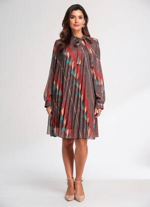 Rochie scurtă croială evazată mâneci lungi roșu MOLLY BRACKEN femeie