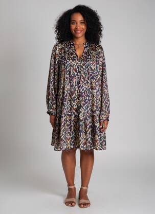 Rochie midi imprimeu fantezie mâneci lungi albastru MOLLY BRACKEN femeie