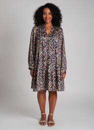 Rochie midi imprimeu fantezie mâneci lungi albastru MOLLY BRACKEN femeie